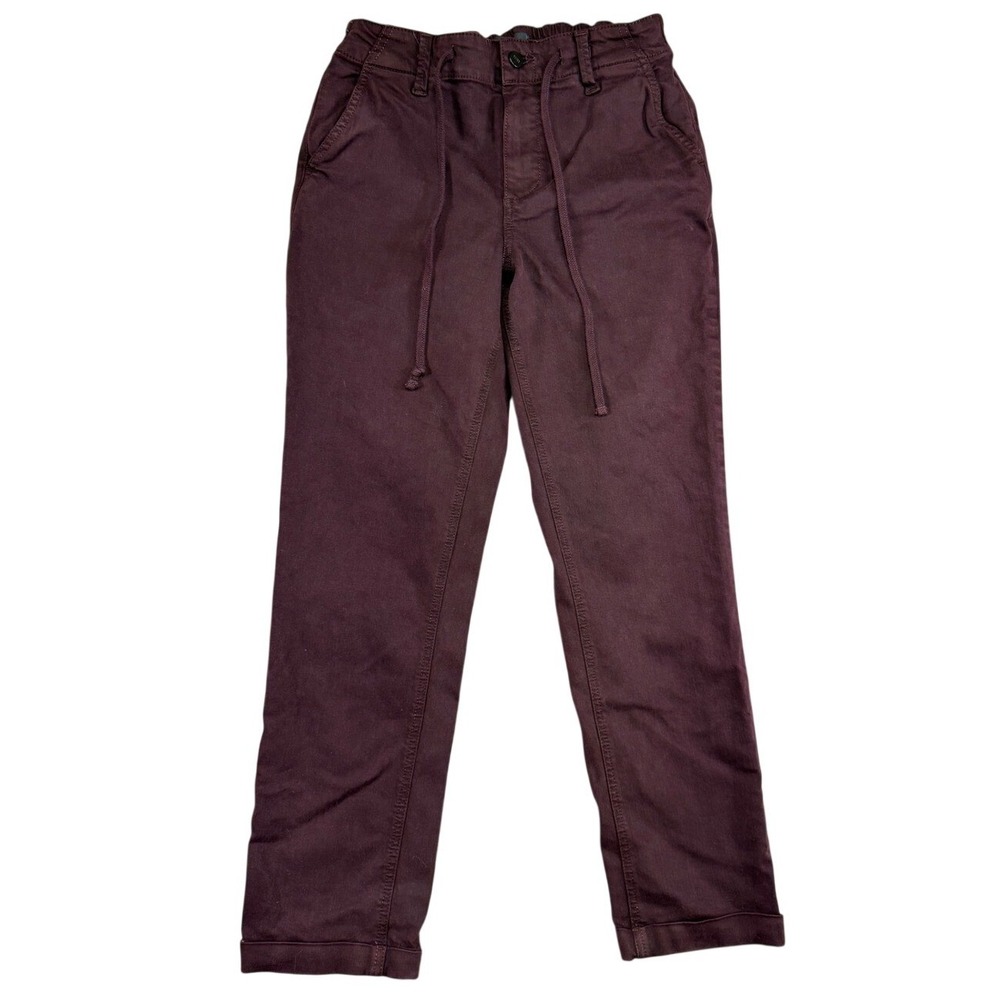 Paige Christy Slim Leg Drawcord Pants Burgundy Wine Size 27